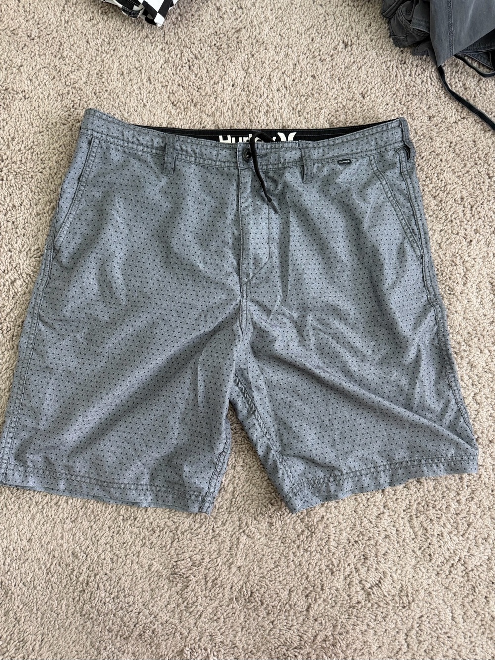 Hurley Men's Light Gray Perforated Swim Board Shorts
